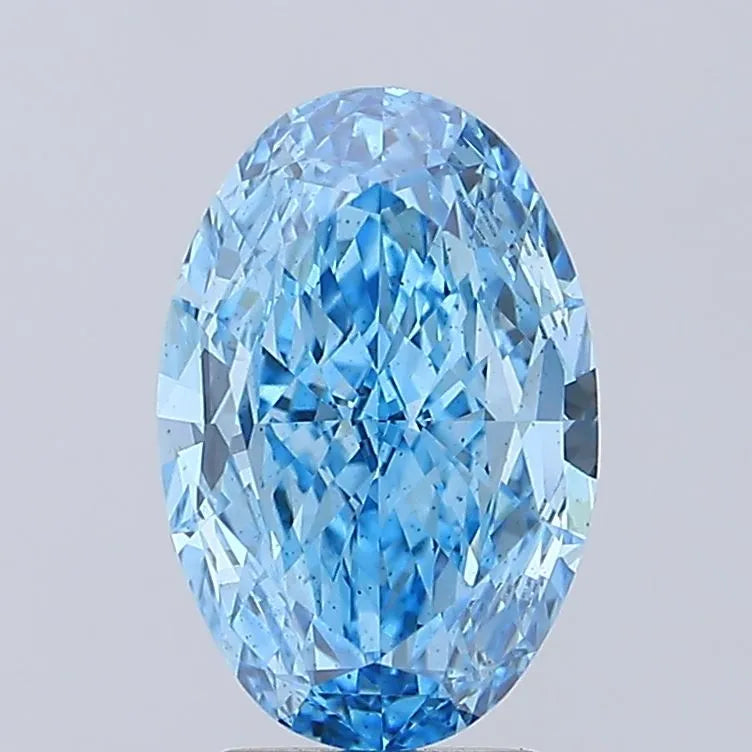3.00ct Oval Lab Grown Diamond (Colour Fancy Vivid Blue, Clarity VS2, IGI Certified)