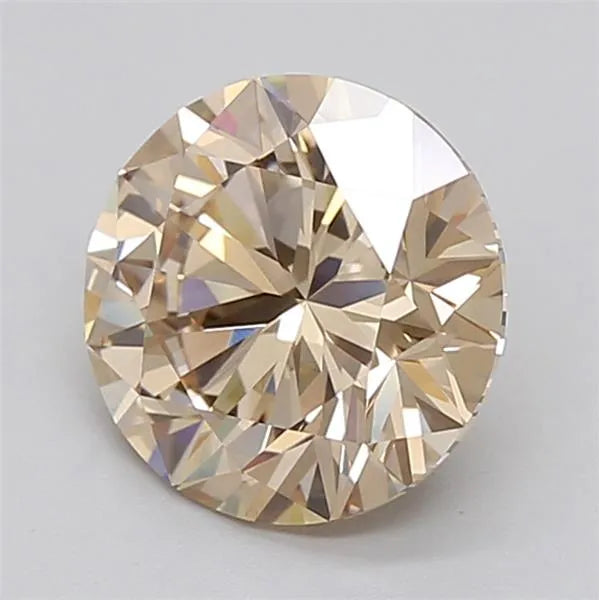3.05ct Round Lab Grown Diamond (Colour Fancy Light Brown, Clarity VVS2, Cut ID, IGI Certified)