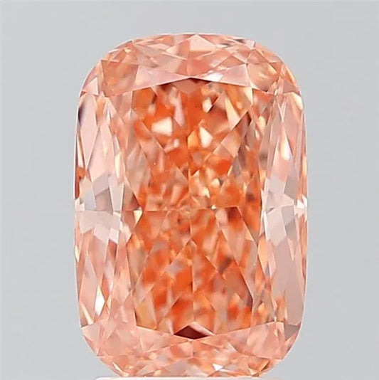 3.06ct Cushion modified Lab Grown Diamond (Colour Fancy Vivid Pinkish Orange, Clarity VS1, IGI Certified)