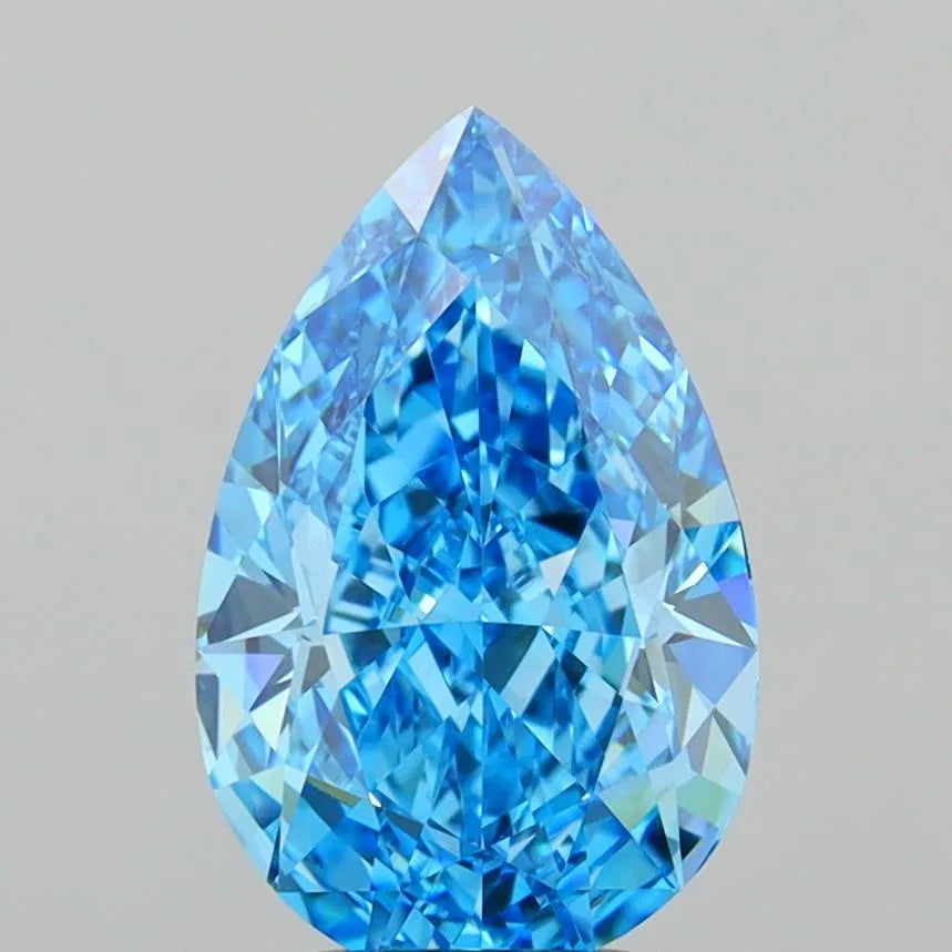 3.08ct Pear Lab Grown Diamond (Colour Fancy Vivid Blue, Clarity VVS1, IGI Certified)