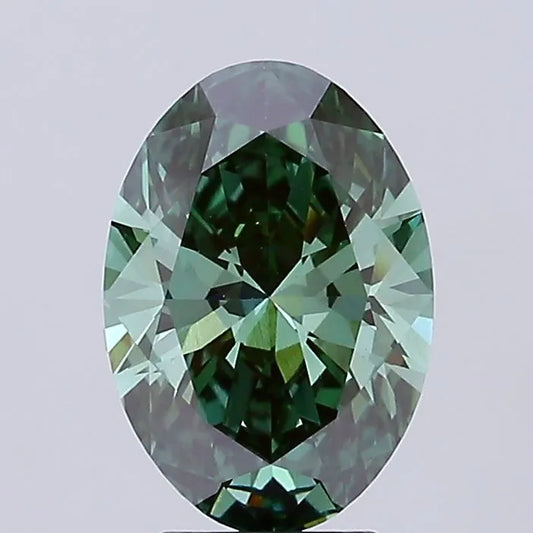 3.09ct Oval Lab Grown Diamond (Colour Fancy Vivid Green, Clarity VS1, IGI Certified)