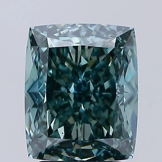 3.10ct Cushion modified Lab Grown Diamond (Colour Fancy Vivid Blueish Green, Clarity VS2, IGI Certified)