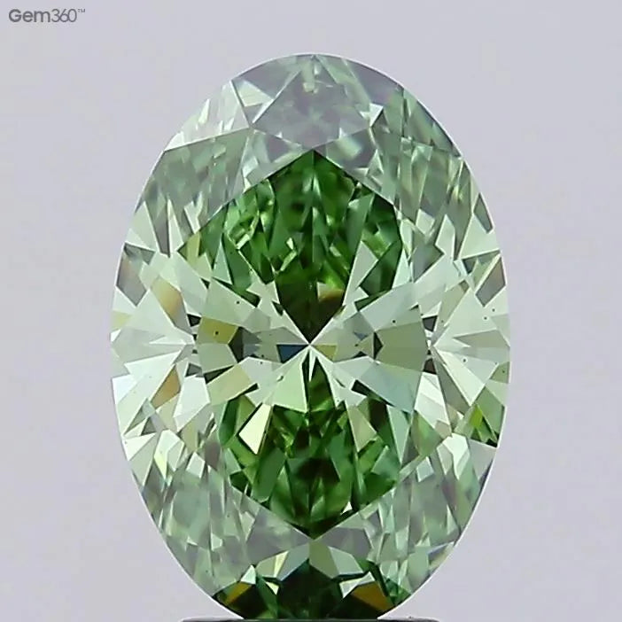 3.16ct Oval Lab Grown Diamond (Colour Fancy Vivid Green, Clarity VS2, IGI Certified)