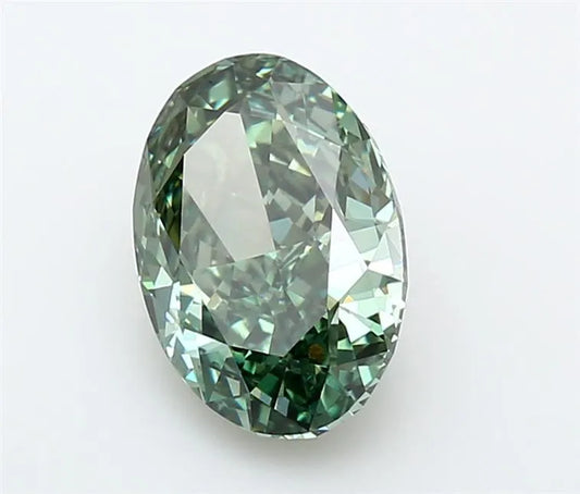 3.16ct Oval Lab Grown Diamond (Colour Fancy Vivid Green, Clarity VVS2, IGI Certified)