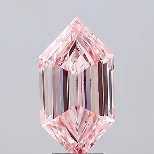 3.23ct Hexagonal Lab Grown Diamond (Colour Fancy Vivid Pink, Clarity VS1, IGI Certified)