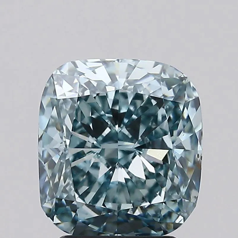 3.24ct Cushion modified Lab Grown Diamond (Colour Fancy Intense Blueish Green, Clarity VS2, IGI Certified)