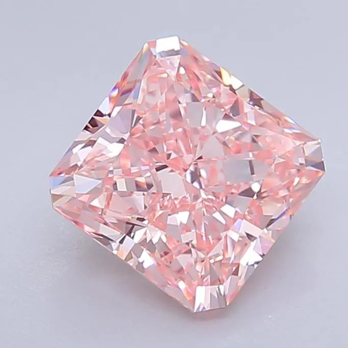 3.36ct Square radiant Lab Grown Diamond (Colour Fancy Vivid Pink, Clarity VVS2, IGI Certified)