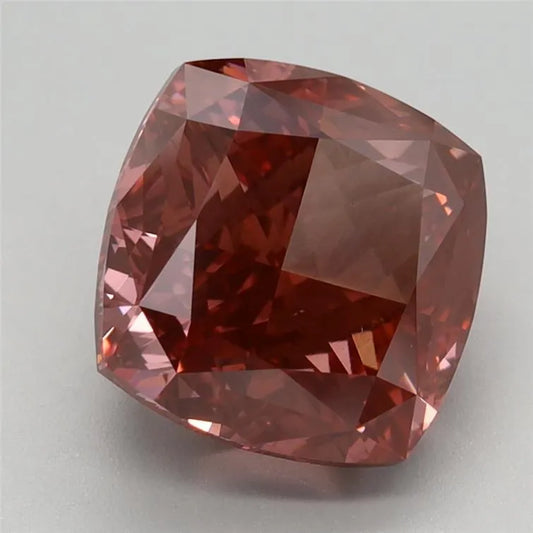 3.38ct Cushion modified Lab Grown Diamond (Colour Fancy Vivid Brownish Pink, Clarity VVS2, IGI Certified)