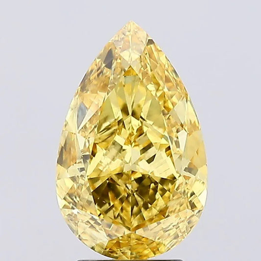 3.88ct Pear Lab Grown Diamond (Colour Fancy Vivid Yellow, Clarity VS2, IGI Certified)