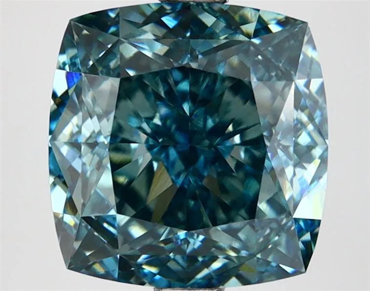 4.00ct Cushion modified Lab Grown Diamond (Colour Fancy Vivid Green Blue, Clarity VS1, IGI Certified)