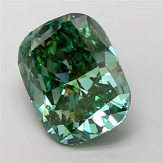 4.01ct Cushion modified Lab Grown Diamond (Colour Fancy Vivid Green, Clarity VS1, IGI Certified)