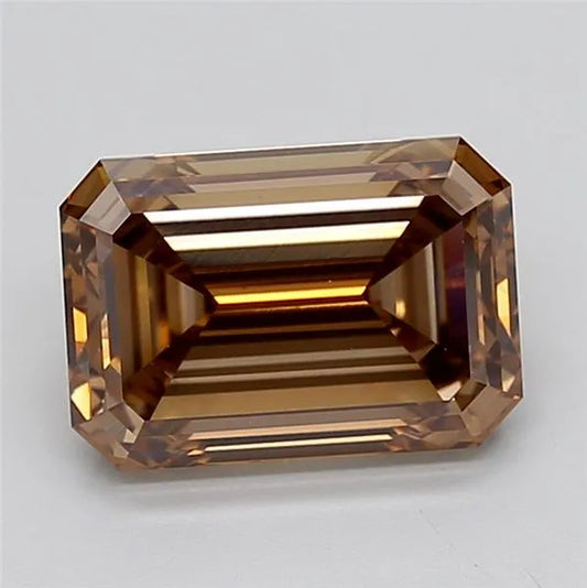 4.03ct Emerald Lab Grown Diamond (Colour Fancy Brown, Clarity VS1, IGI Certified)