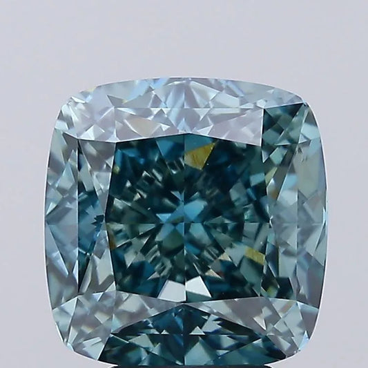 4.94ct Cushion modified Lab Grown Diamond (Colour Fancy Vivid Blue Green, Clarity VVS2, IGI Certified)