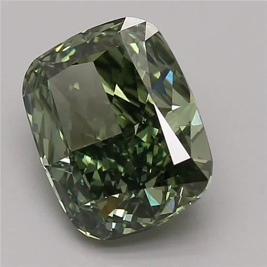 3.65ct Cushion modified Lab Grown Diamond (Colour Fancy Vivid Green, Clarity VS1, Cut VG, IGI Certified)