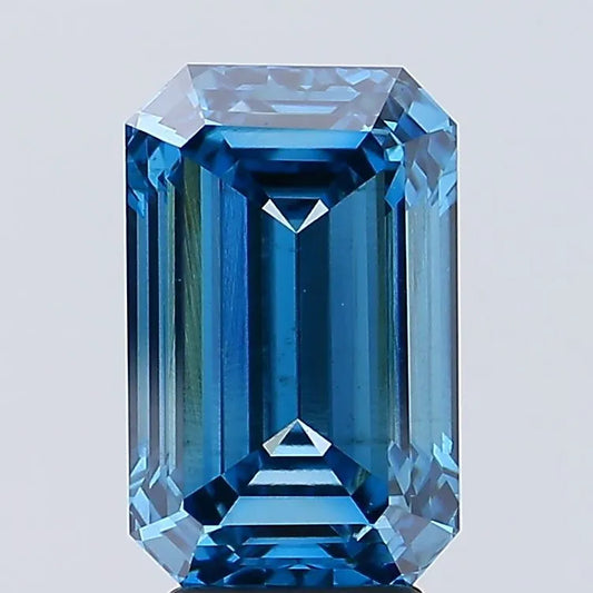 5.06ct Emerald Lab Grown Diamond (Colour Fancy Vivid Blue, Clarity VS1, IGI Certified)