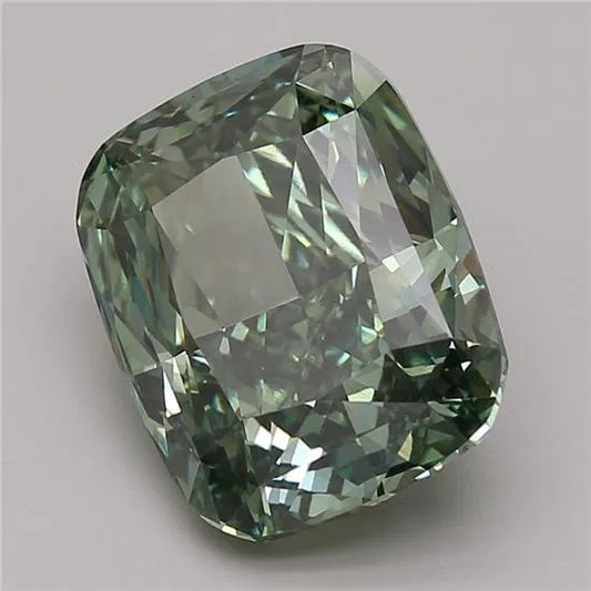 5.28ct Cushion modified Lab Grown Diamond (Colour Fancy Vivid Green, Clarity VVS2, Cut VG, IGI Certified)