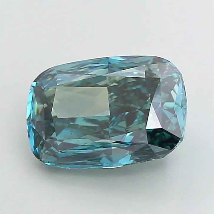 5.54ct Cushion modified Lab Grown Diamond (Colour Fancy Vivid Greenish Blue, Clarity VS2, IGI Certified)