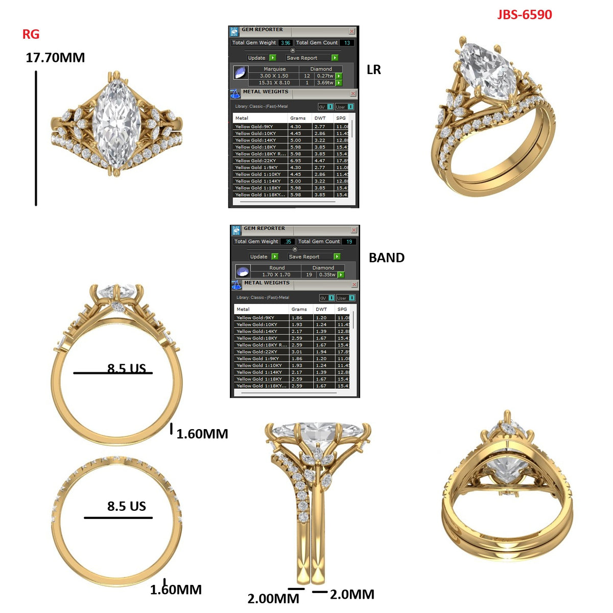 Custom Ring Order - Emily/William band