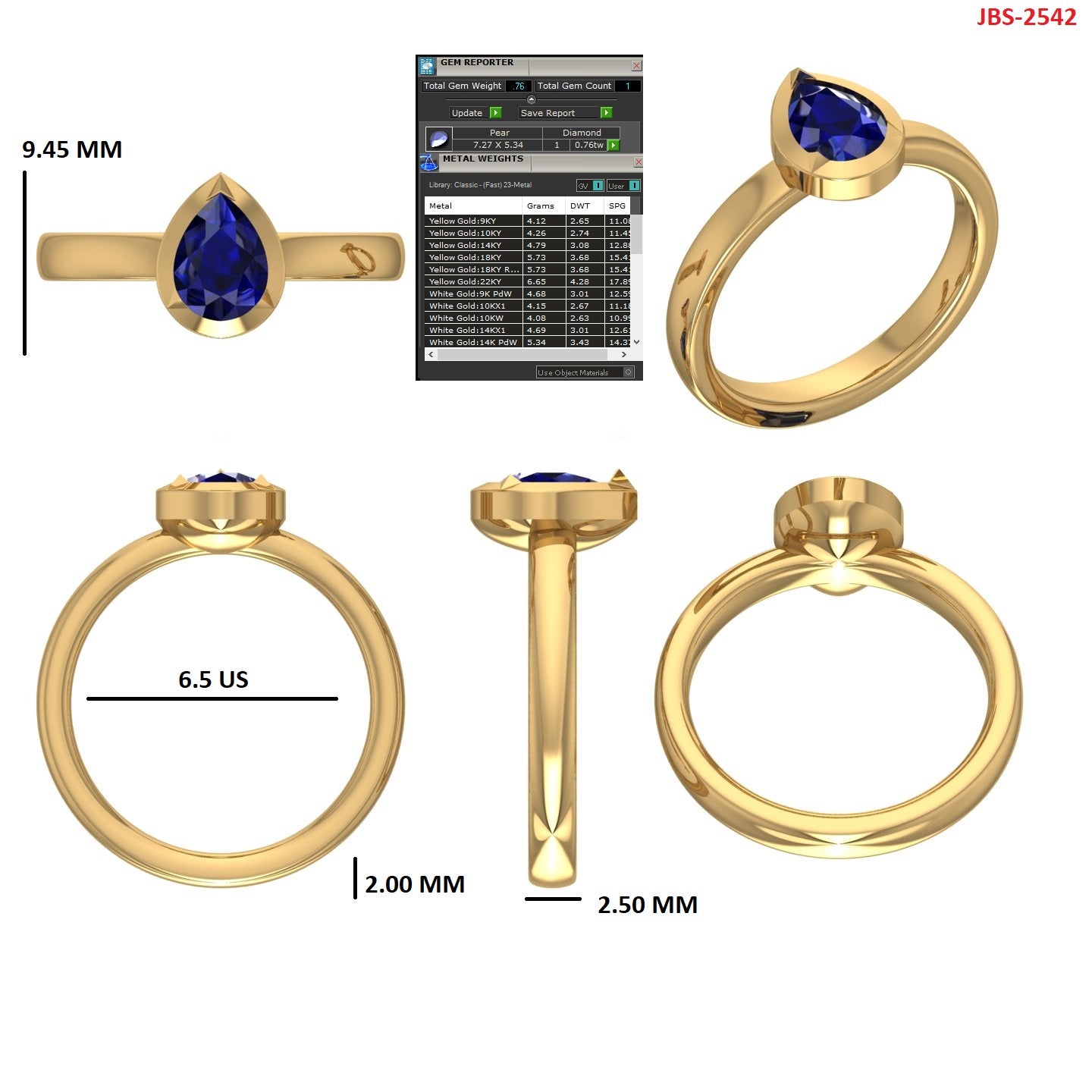 Custom Ring Order -Jasmine Blue pear