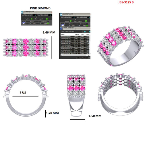 Custom Ring Order -Jenn Pink and white diamond