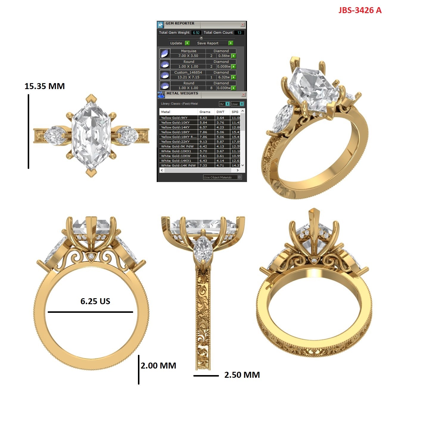 Custom Ring Order - Sean Dutch Marquise