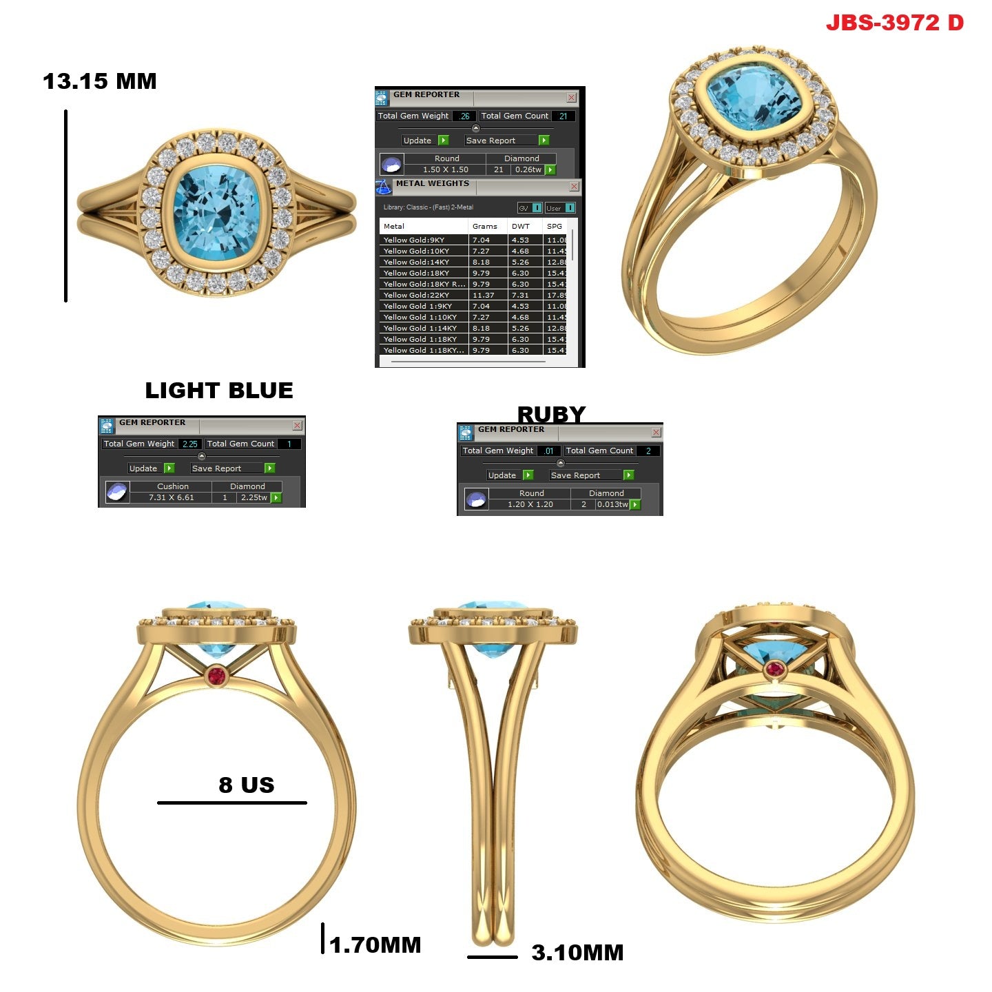 Custom Ring Order - Jasmine Blue diamond pmt #3