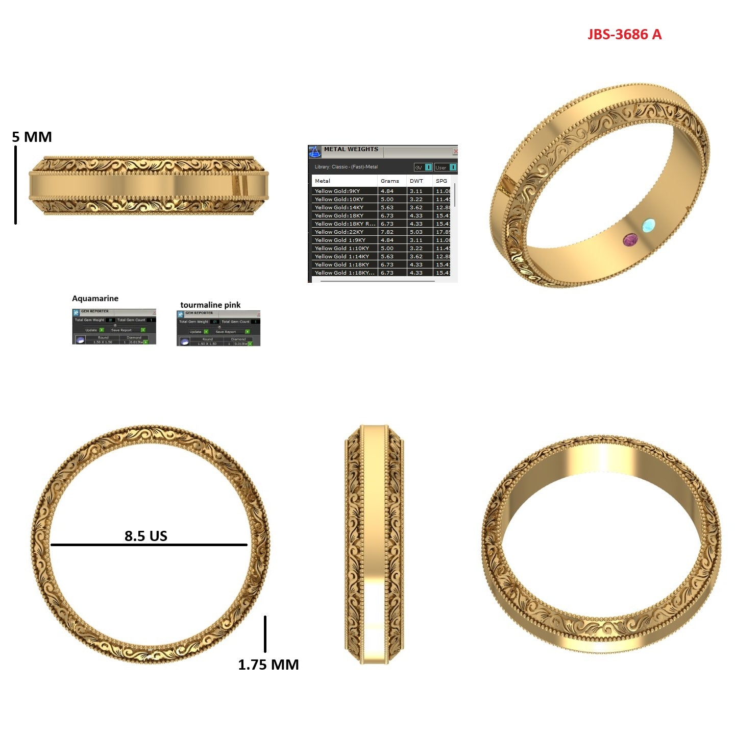 Custom Ring Order - Hannah Men’s and Womens band