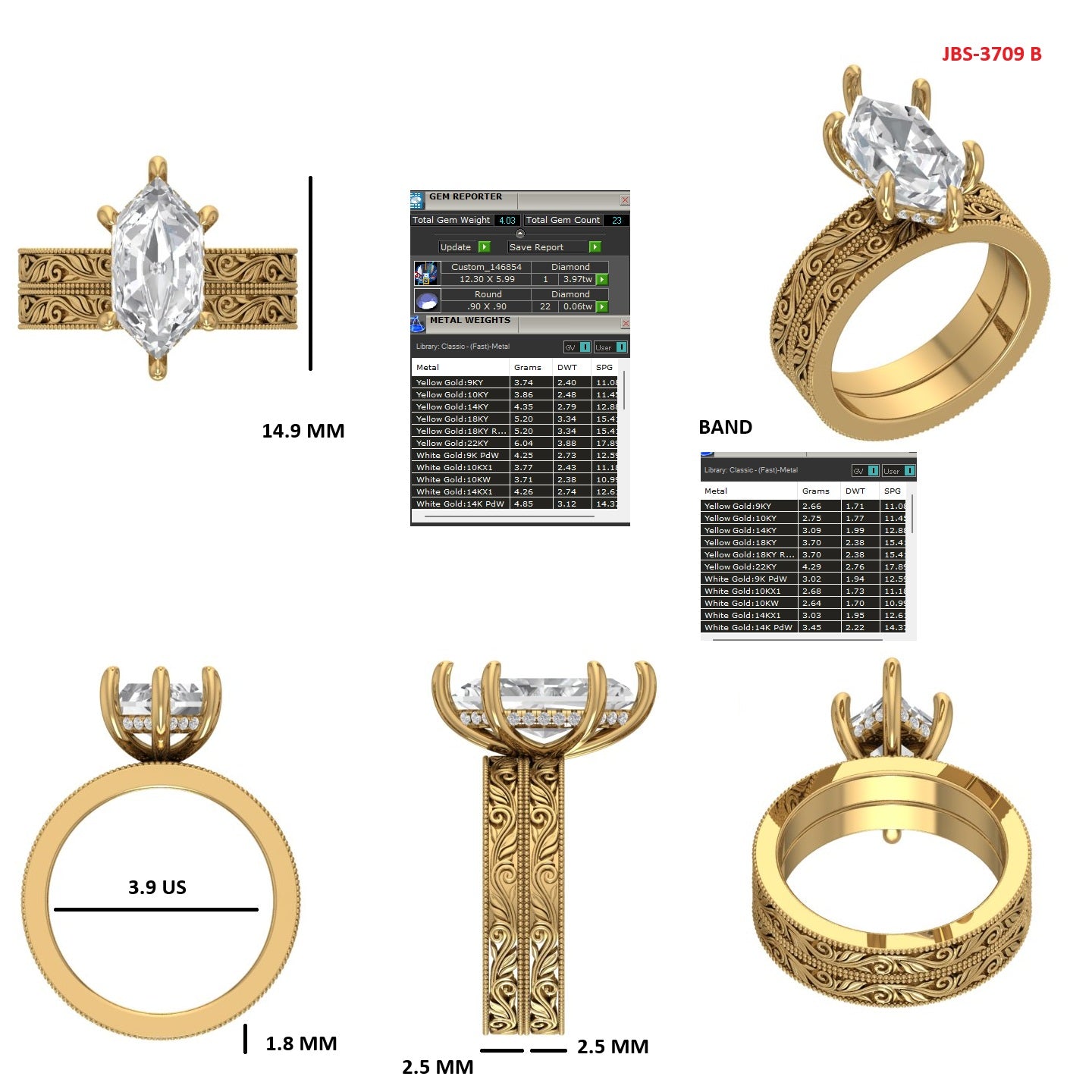Custom Ring Order -Arianna three rings