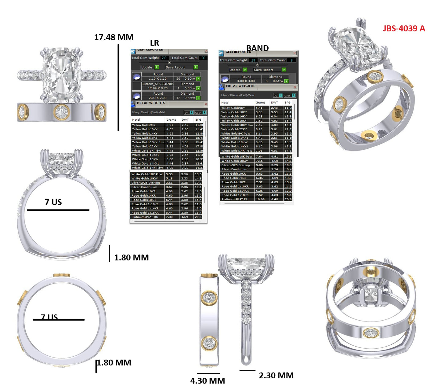 Custom Ring Order Sandra platinum and gold band