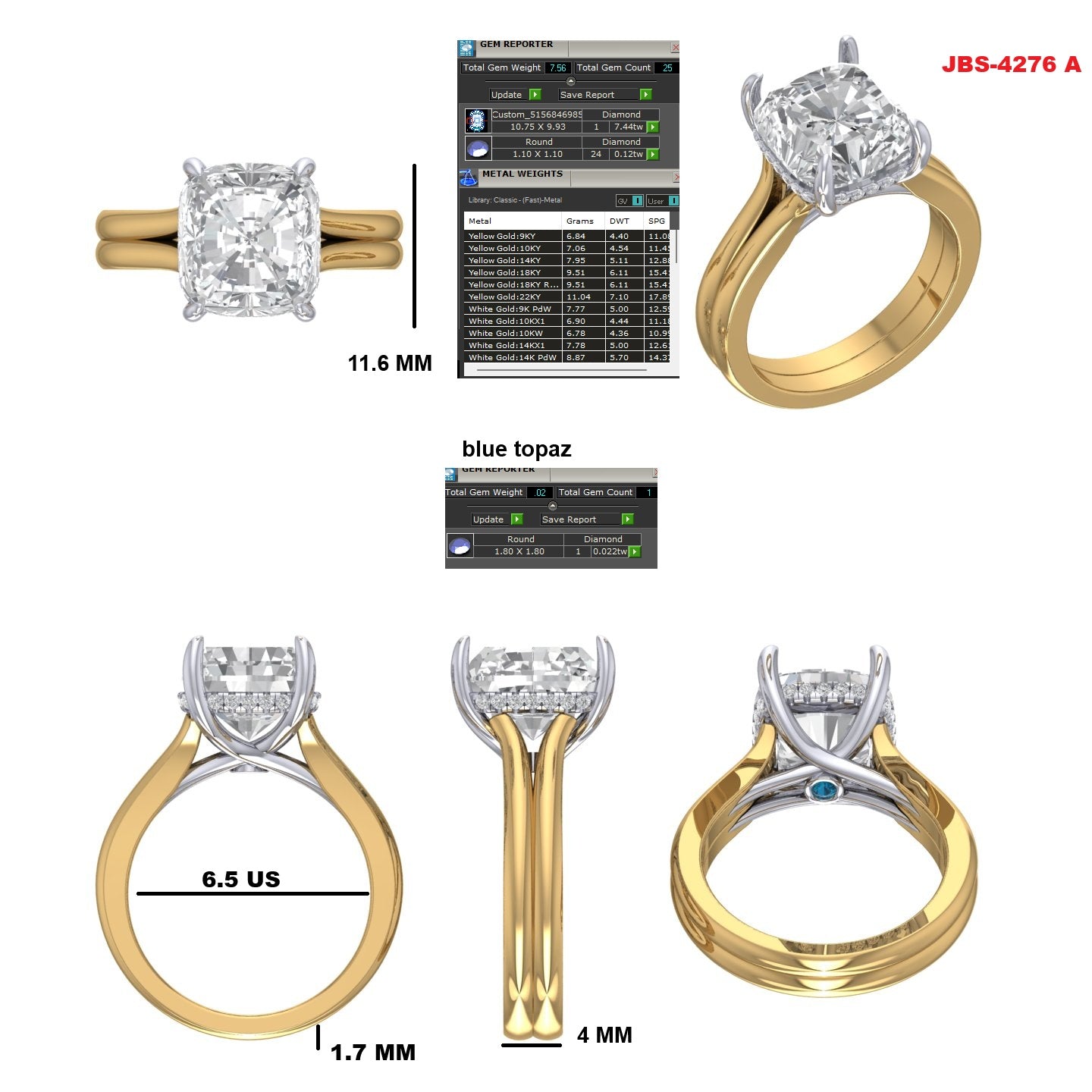 Custom Ring Order - Colette ring and two band