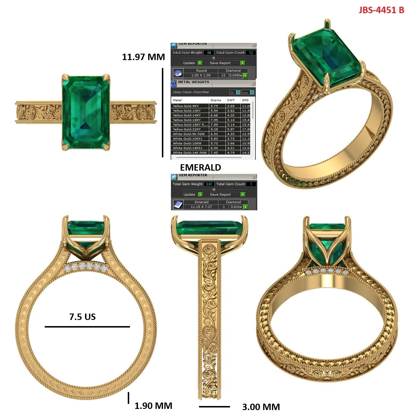 Custom Ring Order - Green emerald