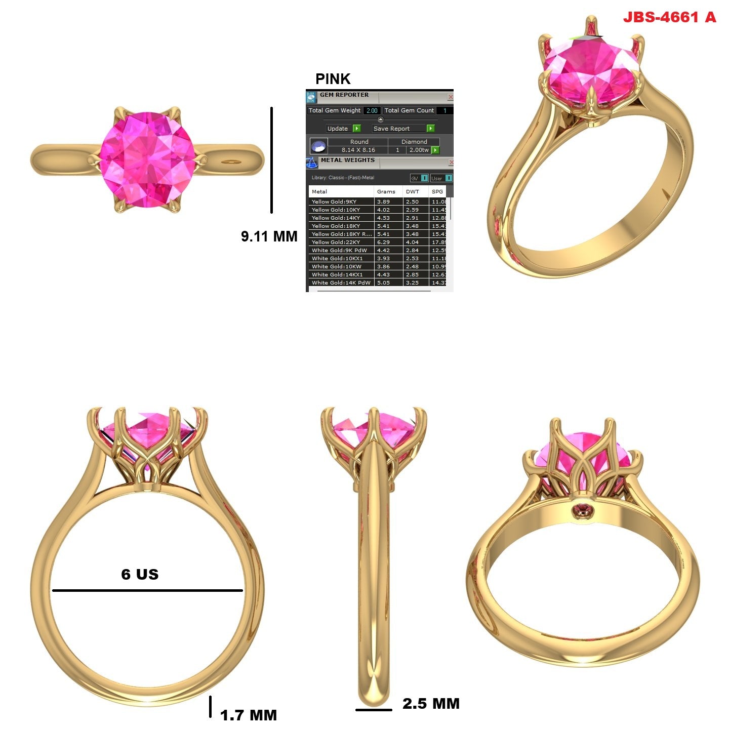 Custom Ring Order - Ana round pink