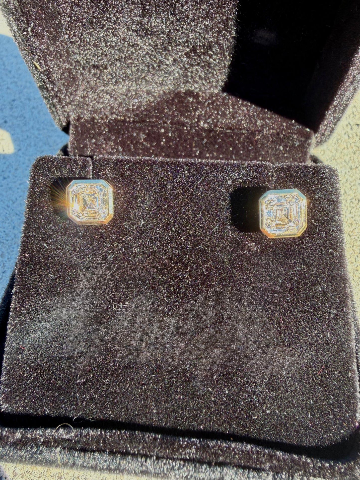 2.09ctw Asscher Lab Grown Diamond 10k Yellow Gold Bezel-Set Earrings