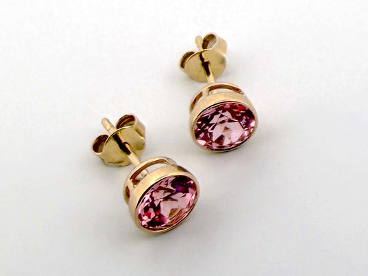 2.0ctw Round Cut Pink Sapphire Lab Grown Diamond 10k Bezel-Set Earrings