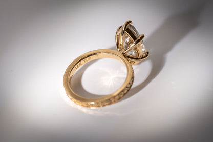 The Tristan - Elegant 2.5mm Etched Band with a 3ct  Marquise Lab grown Diamond