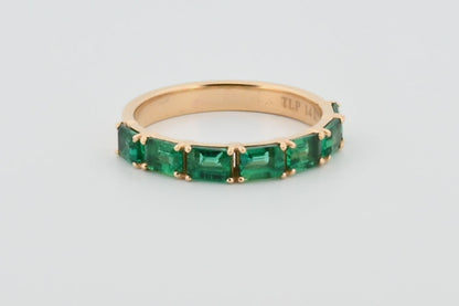Three-Quarter 2ctw Lab Grown Emerald Wedding Band