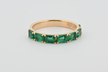 Three-Quarter 2ctw Lab Grown Emerald Wedding Band