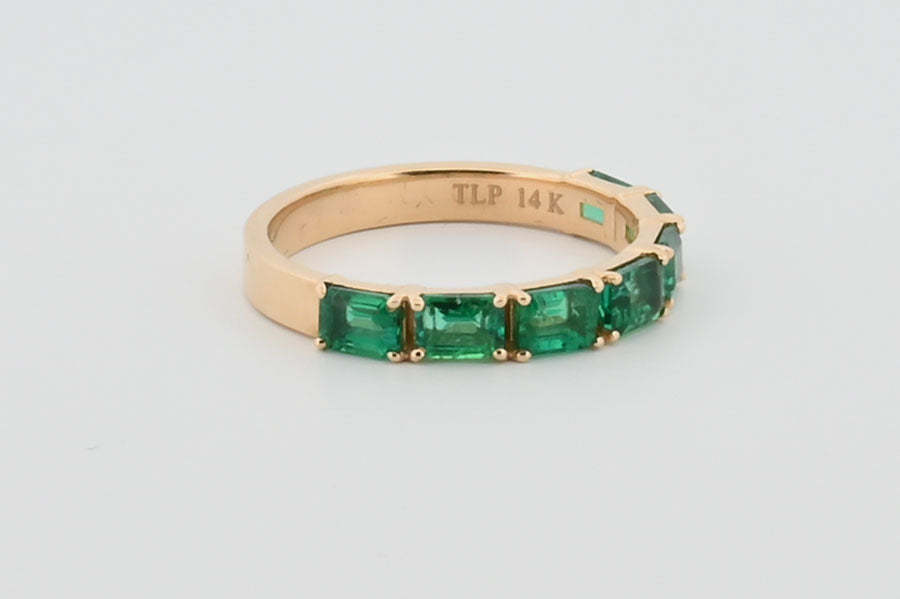 Three-Quarter 2ctw Lab Grown Emerald Wedding Band