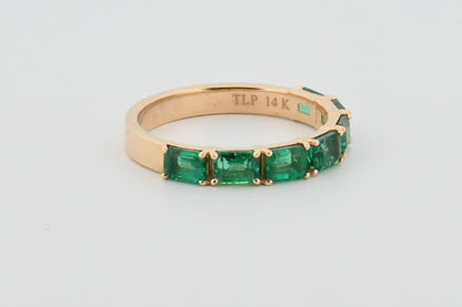 Three-Quarter 2ctw Lab Grown Emerald Wedding Band