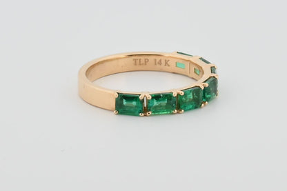Three-Quarter 2ctw Lab Grown Emerald Wedding Band