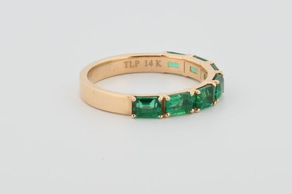 Three-Quarter 2ctw Lab Grown Emerald Wedding Band