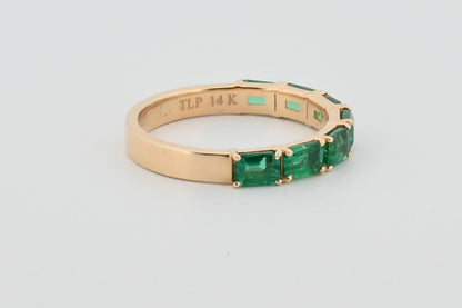 Three-Quarter 2ctw Lab Grown Emerald Wedding Band