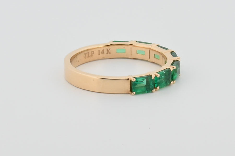 Three-Quarter 2ctw Lab Grown Emerald Wedding Band