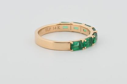 Three-Quarter 2ctw Lab Grown Emerald Wedding Band