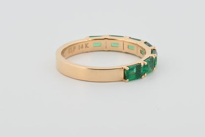 Three-Quarter 2ctw Lab Grown Emerald Wedding Band