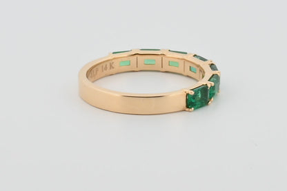 Three-Quarter 2ctw Lab Grown Emerald Wedding Band