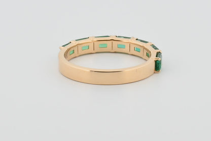 Three-Quarter 2ctw Lab Grown Emerald Wedding Band