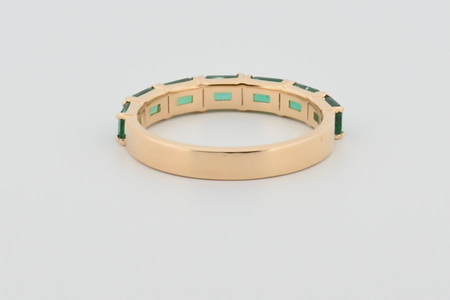 Three-Quarter 2ctw Lab Grown Emerald Wedding Band