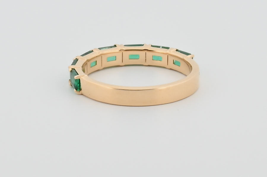 Three-Quarter 2ctw Lab Grown Emerald Wedding Band