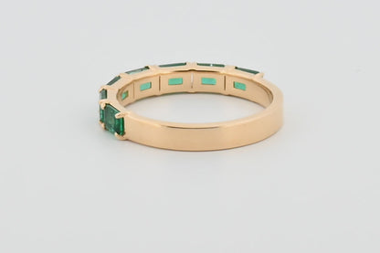 Three-Quarter 2ctw Lab Grown Emerald Wedding Band
